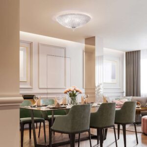 Прозрачен плафон Ideal Lux Shell над трапезарна маса