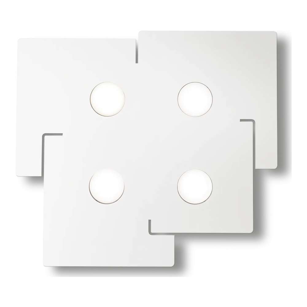 Бял метален плафон Ideal Lux Totem PL4 215778 с 4 кръгли светлинни източника и декоративни прорези