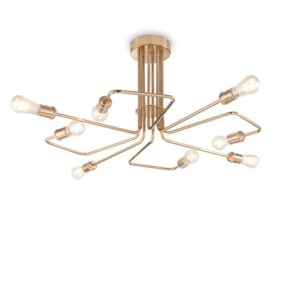 Плафон Ideal Lux Triumph PL8 160313 с осем месингови рамена и открити крушки