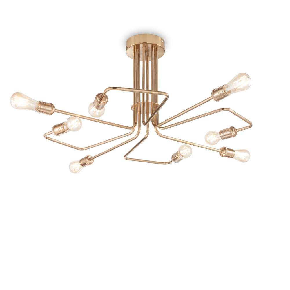 Плафон Ideal Lux Triumph PL8 160313 с осем месингови рамена и открити крушки