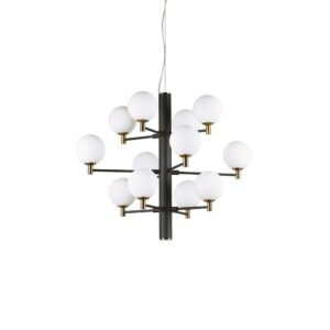 Полилей Ideal Lux Copernico SP12 197319 - черно тяло и бели стъклени сфери