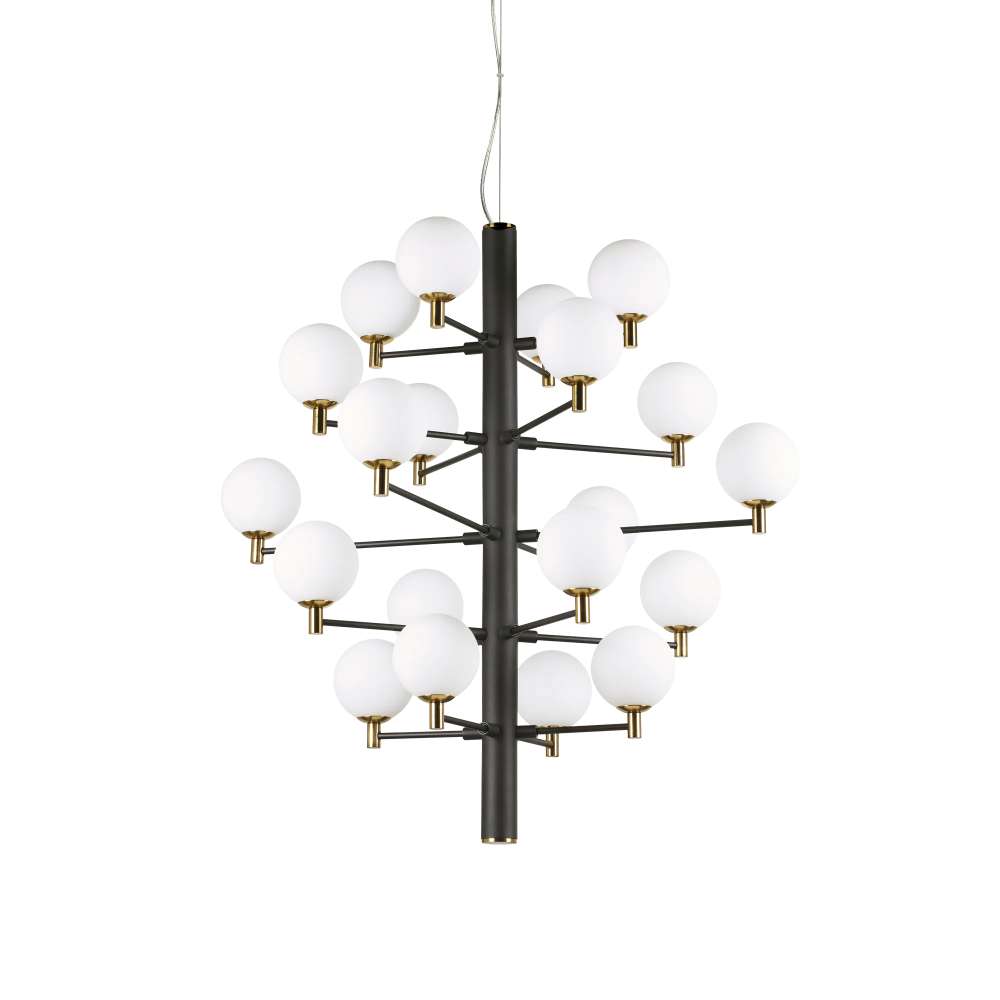 Полилей Ideal Lux Copernico SP20 197333 - черно тяло и бели стъклени сфери