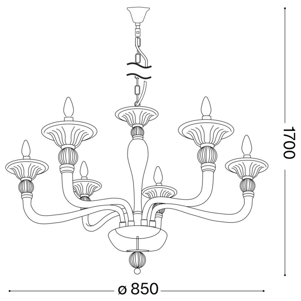 Размерна схема на Ideal Lux Danieli 159942 - диаметър 85 см, височина 170 см