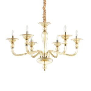 Полилей Ideal Lux Danieli SP6 159942 6хE14 Ø85 см кехлибар - основен изглед