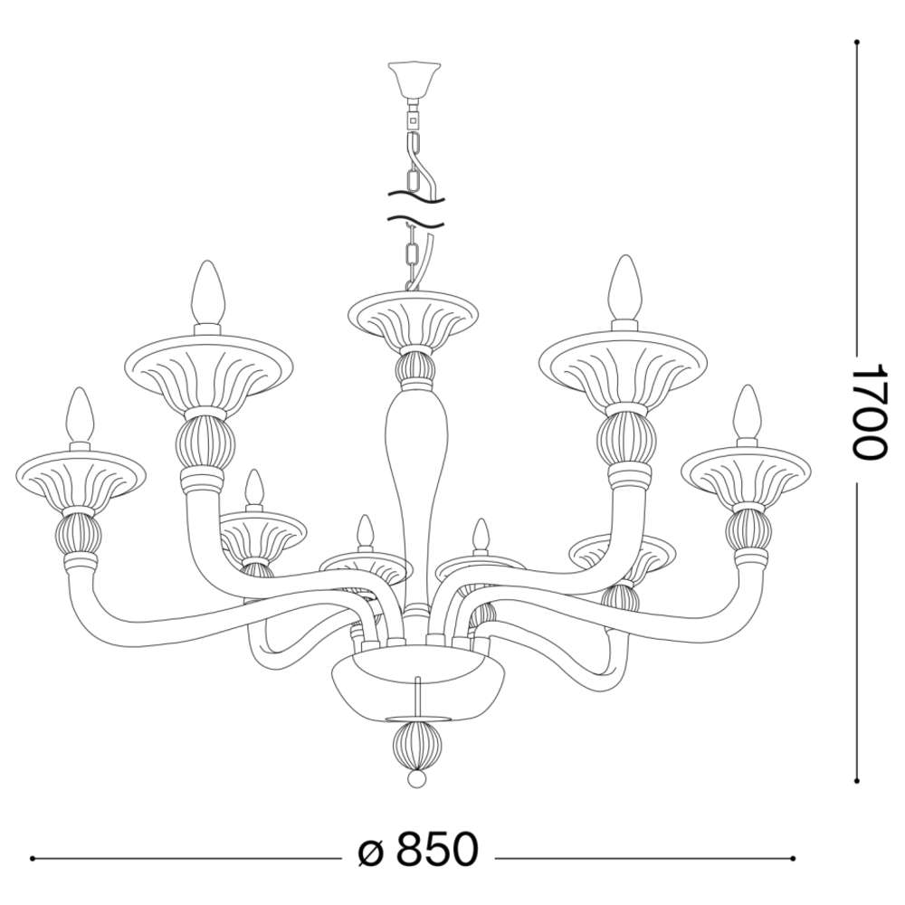 Размерна схема на Ideal Lux Danieli 159973 - диаметър 85 см, височина 170 см