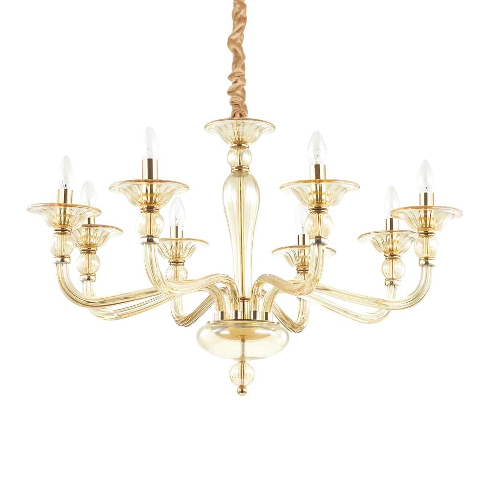Полилей Ideal Lux Danieli SP8 159973 8хE14 Ø85 см кехлибар - основен изглед