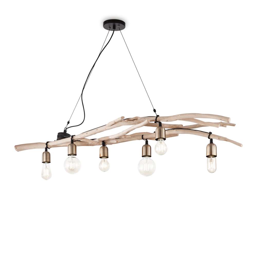 Полилей Ideal Lux Driftwood SP6 180922 с естествени клони и шест открити фасунги E27