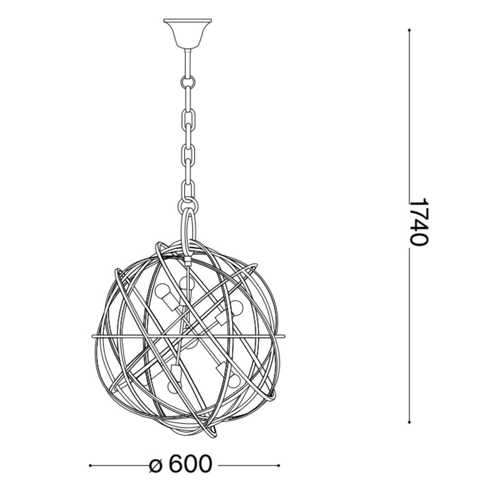 Схема с размери в милиметри на полилей Ideal Lux Konse SP6 156026