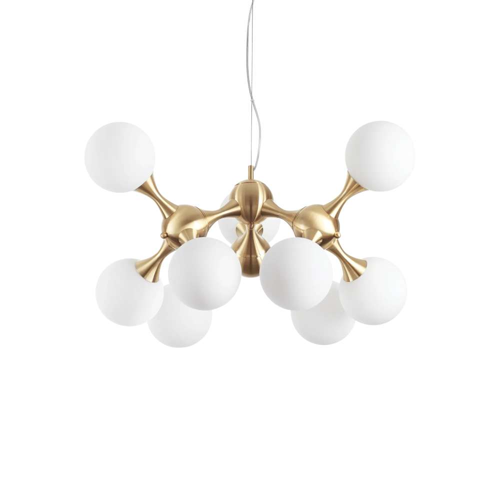 Полилей Ideal Lux Nodi SP09 241036 - месингово тяло и бели стъклени сфери