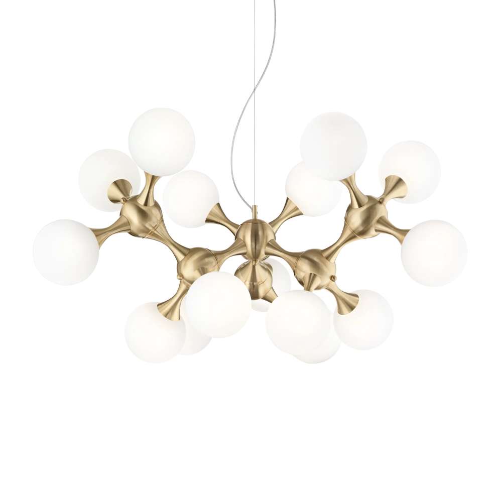 Полилей Ideal Lux Nodi SP15 241012 - месингово тяло и бели стъклени сфери