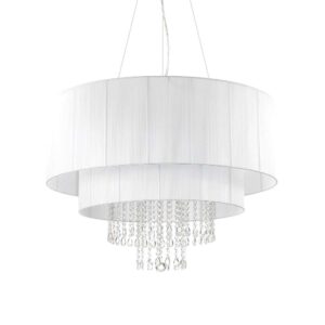 Полилей Ideal Lux Opera SP10 165011 с бял абажур и кристални висулки