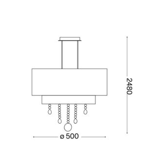 Ideal Lux Opera SP4 182179 - схема с размери Размерна схема на полилей Ideal Lux Opera SP4 182179 с диаметър 50 см и максимална височина 248 см