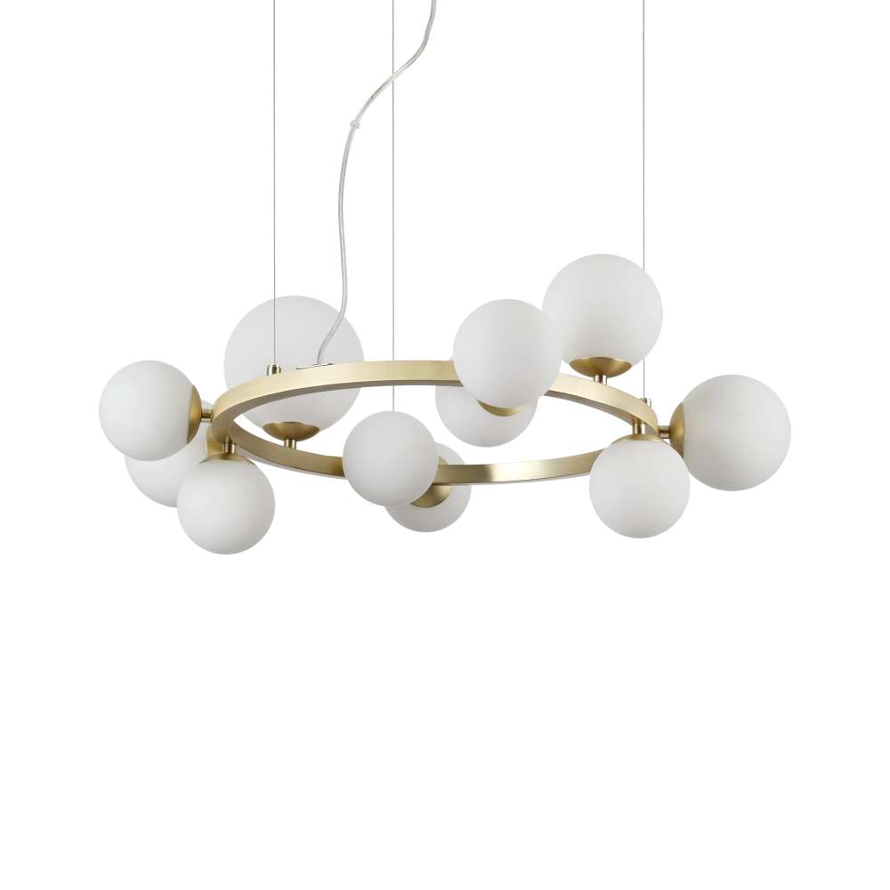 Ideal Lux Perlage SP11 283807 - полилей с бяло матирано стъкло и метал в цвят месинг, общ изглед