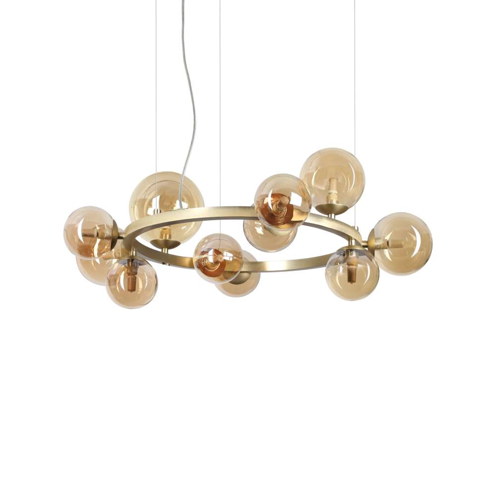 Ideal Lux Perlage SP11 322773 - полилей с кехлибарено стъкло и метал в цвят месинг, общ изглед