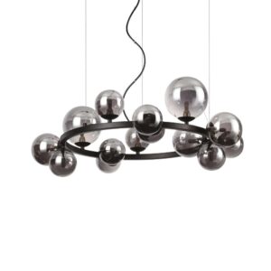 Ideal Lux Perlage SP14 271385 - полилей с опушено стъкло и черен метал, общ изглед