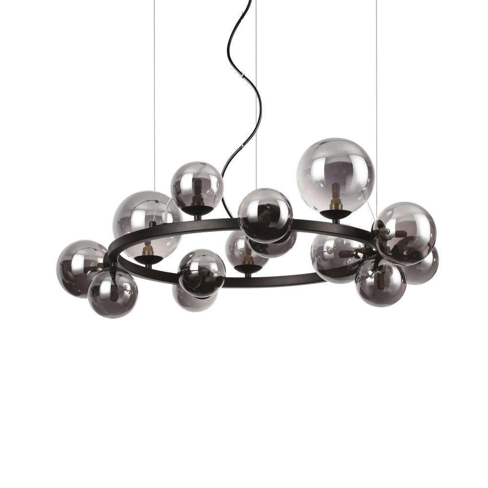 Ideal Lux Perlage SP14 271385 - полилей с опушено стъкло и черен метал, общ изглед