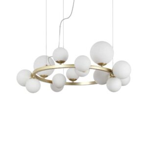 Ideal Lux Perlage SP14 283814 - полилей с бяло матирано стъкло и метал в цвят месинг, общ изглед