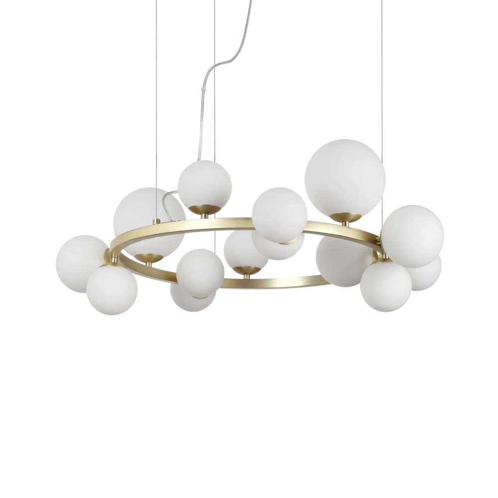 Ideal Lux Perlage SP14 283814 - полилей с бяло матирано стъкло и метал в цвят месинг, общ изглед