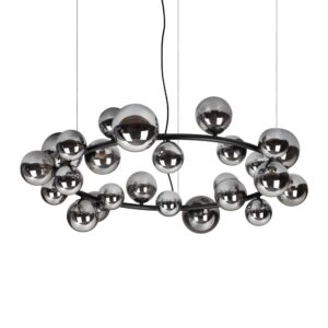 Ideal Lux Perlage SP25 363387 - полилей с опушено стъкло и черен метал, общ изглед