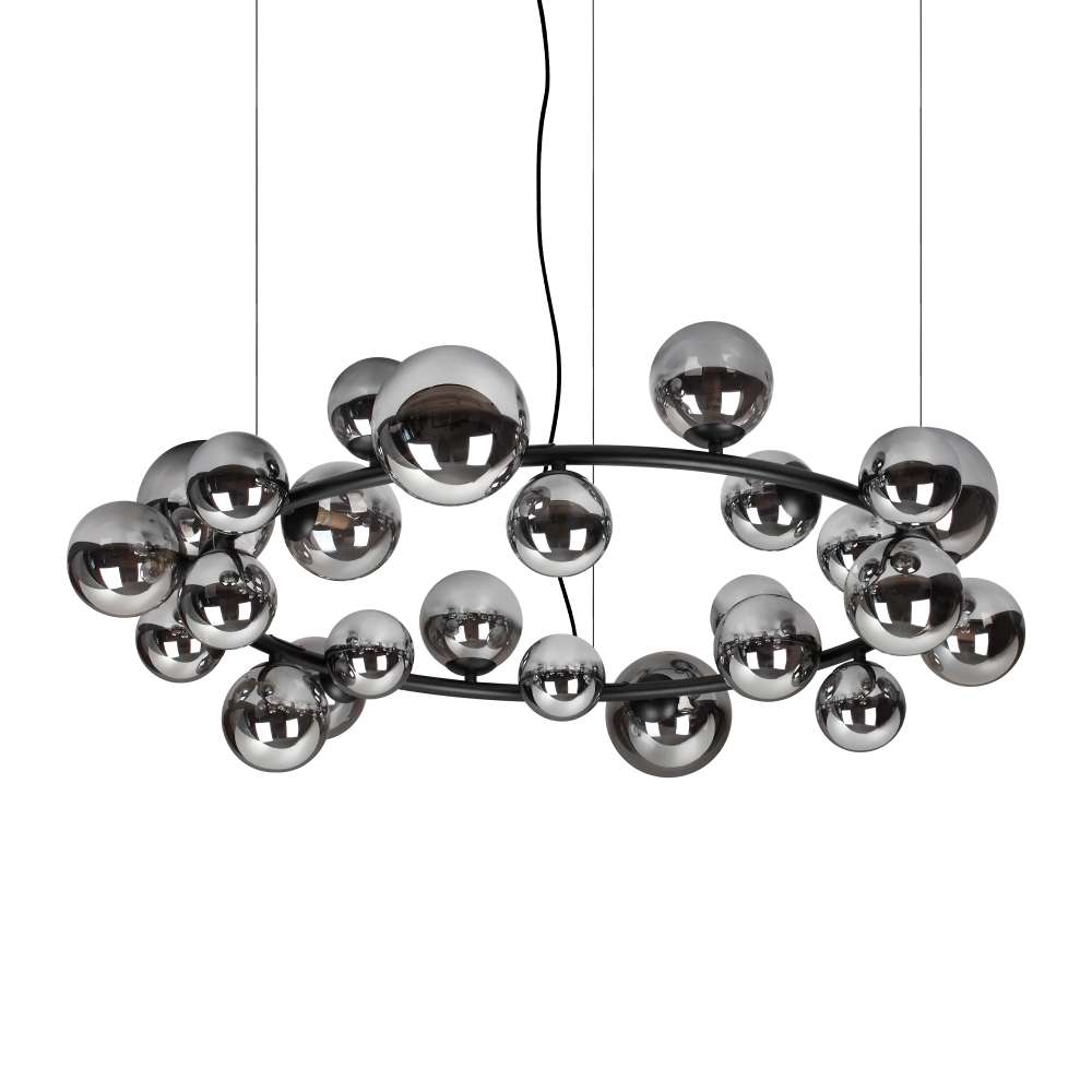 Ideal Lux Perlage SP25 363387 - полилей с опушено стъкло и черен метал, общ изглед