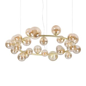Ideal Lux Perlage SP25 370583 - полилей с кехлибарено стъкло и метал в цвят месинг, общ изглед