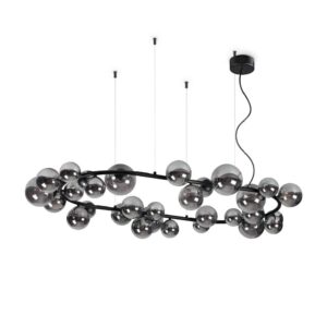 Ideal Lux Perlage SP30 296753 - полилей с опушено стъкло и черен метал, общ изглед