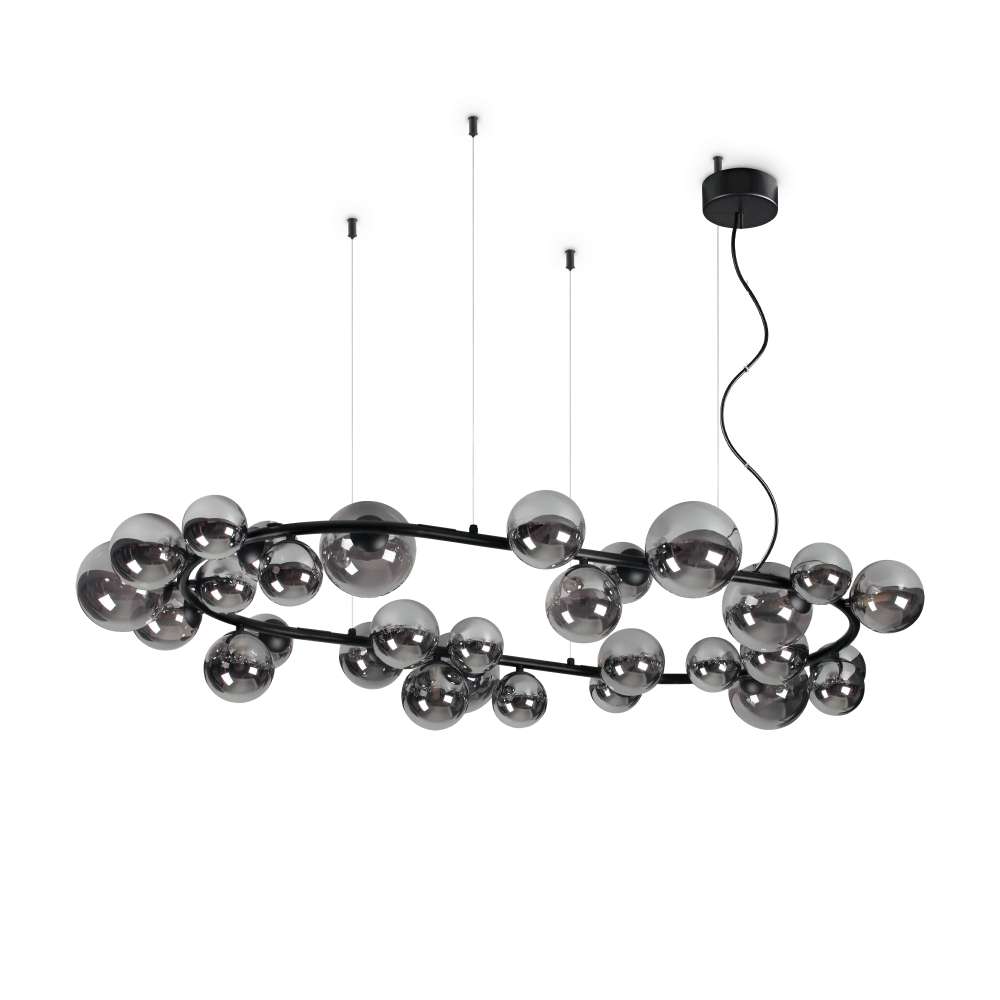 Ideal Lux Perlage SP30 296753 - полилей с опушено стъкло и черен метал, общ изглед