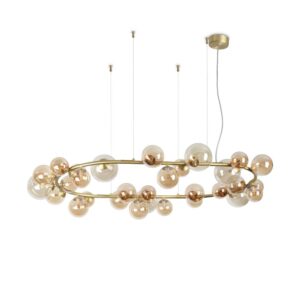 Ideal Lux Perlage SP30 322780 - полилей с кехлибарено стъкло и метал в цвят месинг, общ изглед