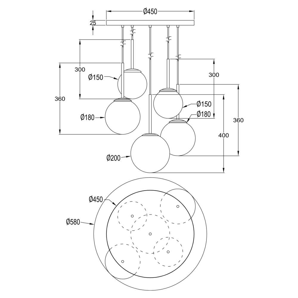 Maytoni Basic form MOD321PL-05G1 - схема с размери