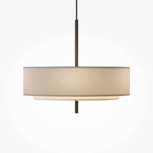 Полилей Maytoni Bergamo MOD613PL-05GR1 с черно метално тяло и двоен текстилен абажур в сиво и бяло