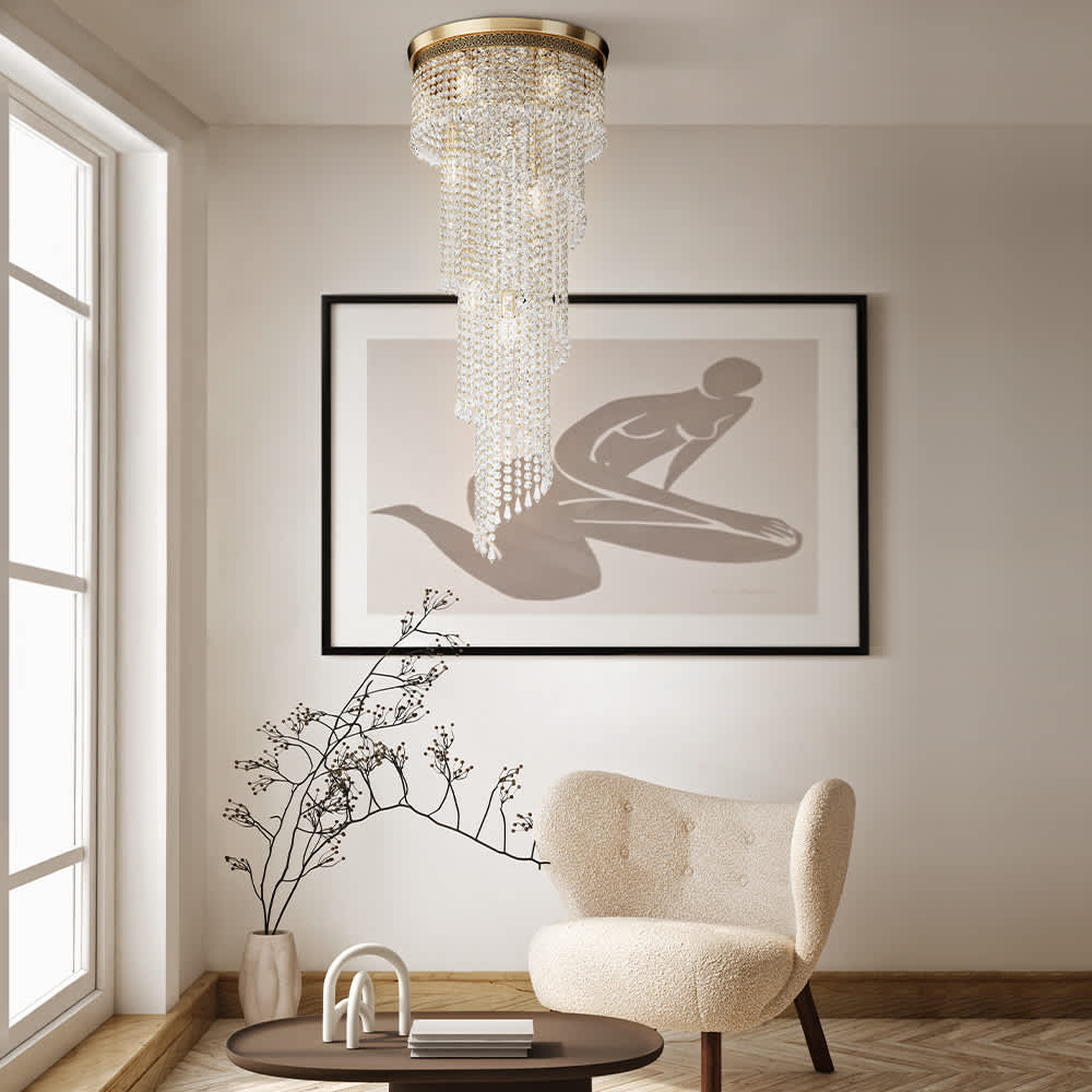 Maytoni Cascade DIA522-CL-12-G - интериор с класическия полилей