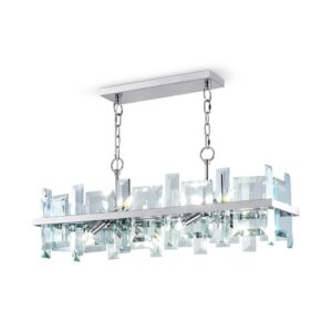 Полилей Maytoni Cerezo MOD201PL-08N с осем фасунги E14, правоъгълни оптични стъклени елементи и две хромирани вериги