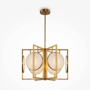 Полилей Maytoni Marmo MOD099PL-06G с метална конструкция в цвят месинг и бял алабастър