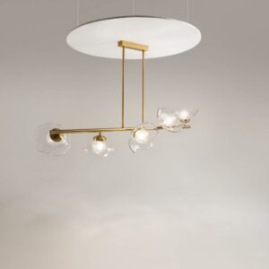 Полилей Maytoni Miracle MOD207PL-05BS с метално тяло в цвят месинг и прозрачни стъклени абажури на сив фон