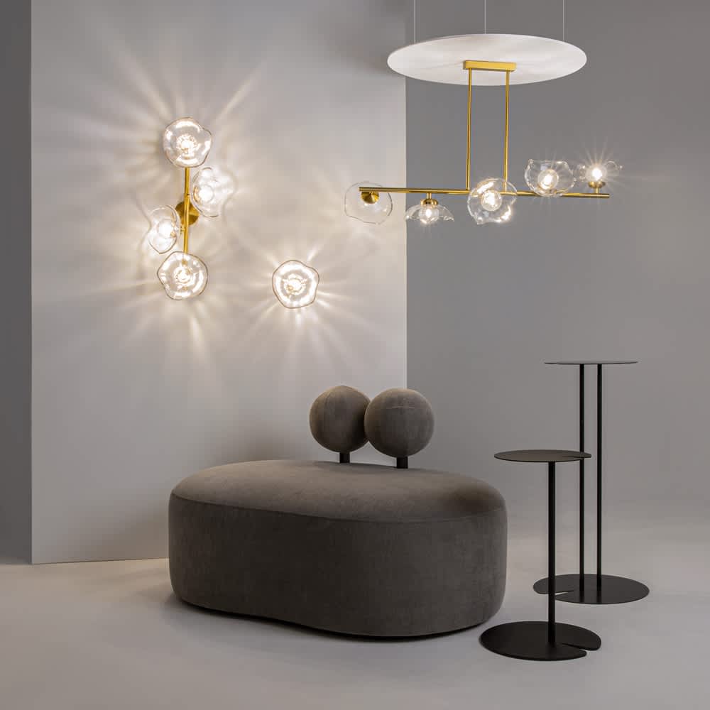 Обща композиция на Maytoni Miracle с полилей MOD207PL-05BS, еднолампов аплик MOD207WL-01BS и по-голям аплик