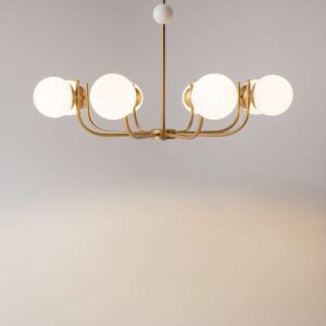 Полилей Maytoni Rendez-vous MOD109PL-08BS с осем светещи стъклени сфери и метал в бронзов цвят на сив фон
