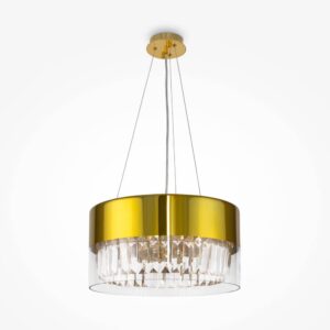 Полилей Maytoni Wonderland MOD313PL-04G със златно тяло, прозрачен стъклен абажур и кристални елементи, диаметър 40 см