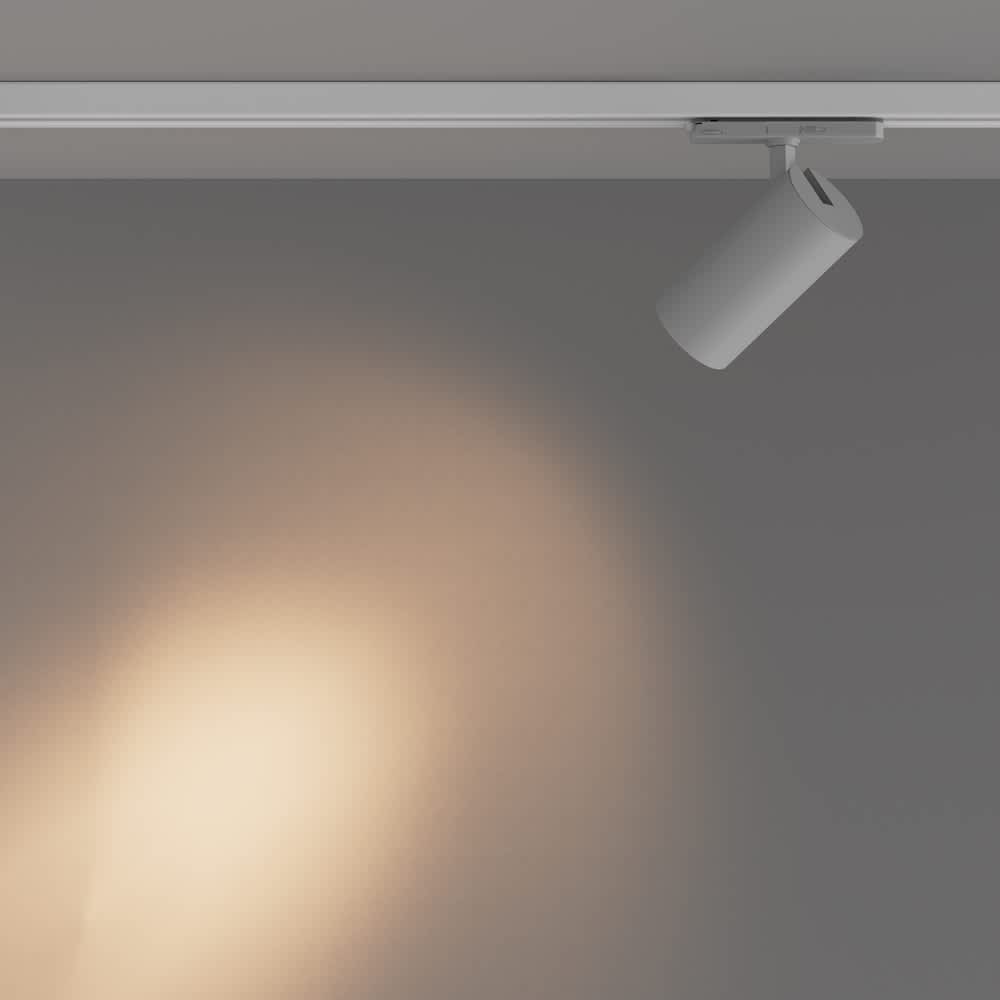 LED релсов прожектор за Trinity Maytoni Vuoro Pro TR251-30W2.7-5K-W, бял, студиен изглед на насочената светлина