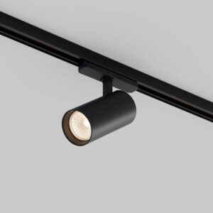 LED релсов прожектор за Trinity Maytoni Vuoro Pro TR251-40W2.7-5K-B, черен, общ изглед на черния прожектор върху релса Trinity