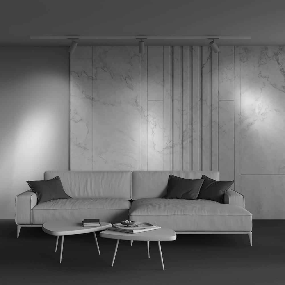 LED релсов прожектор за Trinity Maytoni Vuoro Pro TR251-40W2.7-5K-W, бял, интериор с бели прожектори Vuoro Pro 40W