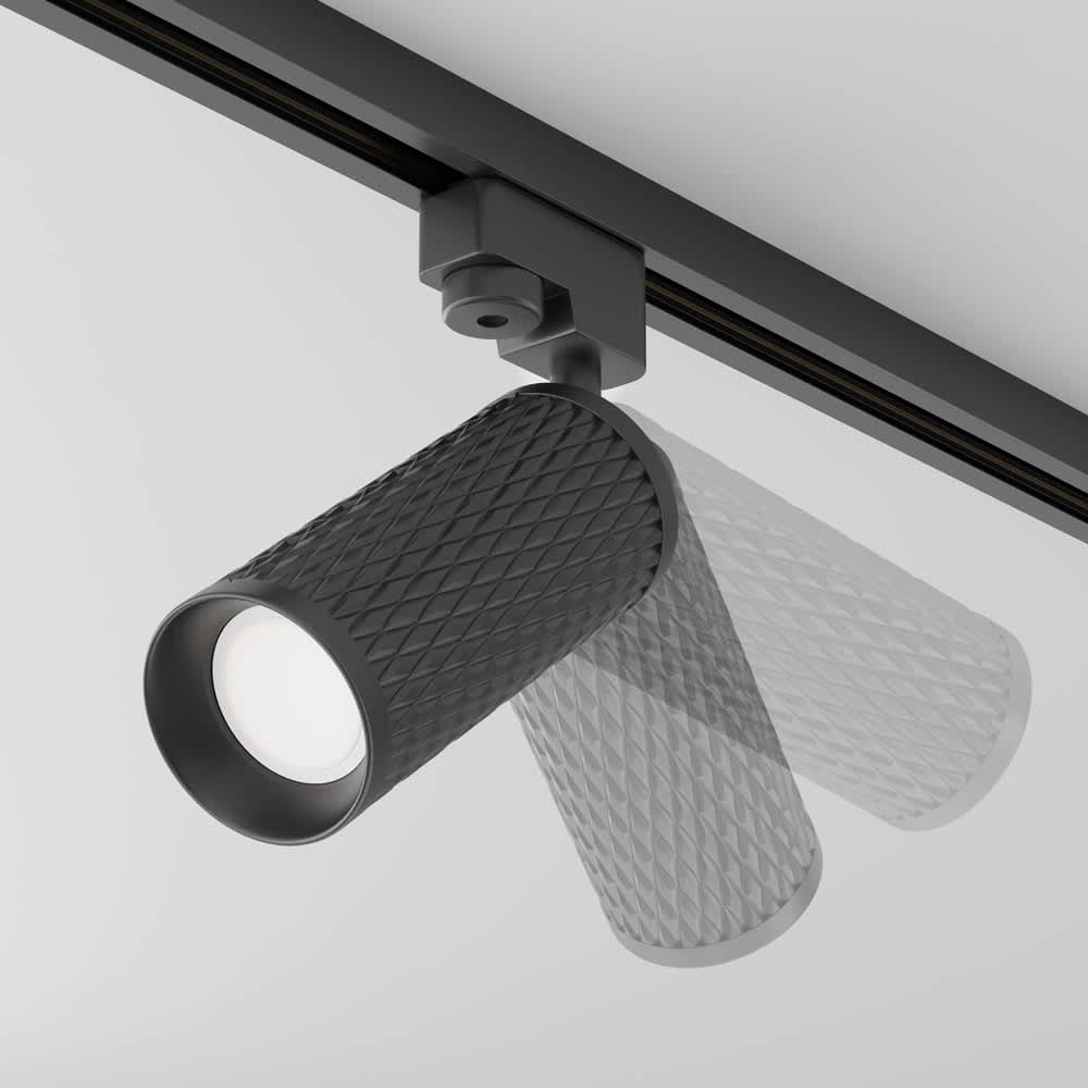 Релсов спот за Unity Maytoni Focus Design TR011-1-GU10-B, черен, изглед на механизма за насочване