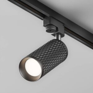 Релсов спот за Unity Maytoni Focus Design TR011-1-GU10-B, черен, общ изглед на спота върху релса Unity