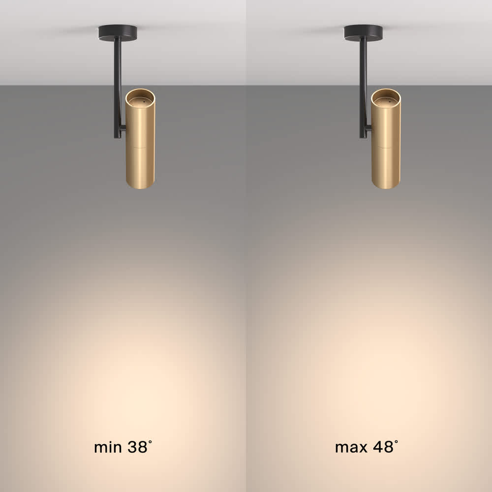 Спот за повърхностен монтаж Maytoni Elti C020CL-01GB GU10 черен и златист - студийна демонстрация с различни GU10 крушки