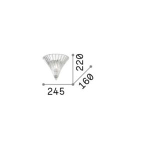 Ideal Lux Santa 013046 - схема с размери Размерна схема на Ideal Lux Santa 013046 - дължина 24,5 см, височина 22 см и отстояние от стената 16 см