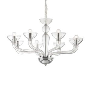 Стъклен полилей Ideal Lux Casanova SP8 044255 8хE14 Ø88 см прозрачен - основен изглед
