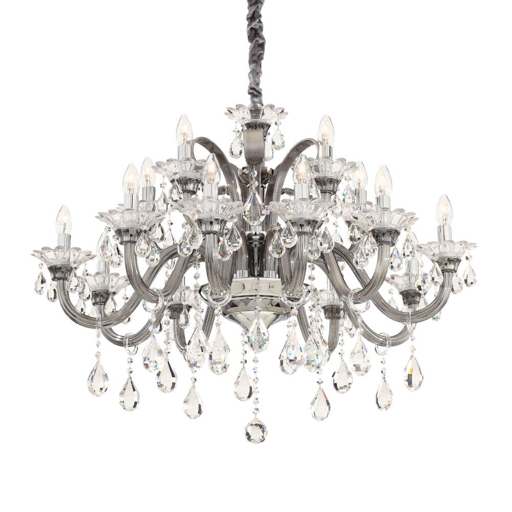 Стъклен полилей Ideal Lux Colossal SP15 081526 15хE14 Ø95 см сив - основен изглед