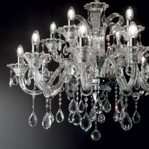 Прозрачни стъклени рамена и висящи кристали на полилей Ideal Lux Colossal SP15 114170