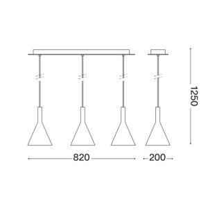 Cocktail SP3 074245 - схема с размери Официална схема с размерите в милиметри на Ideal Lux Cocktail SP3 074245