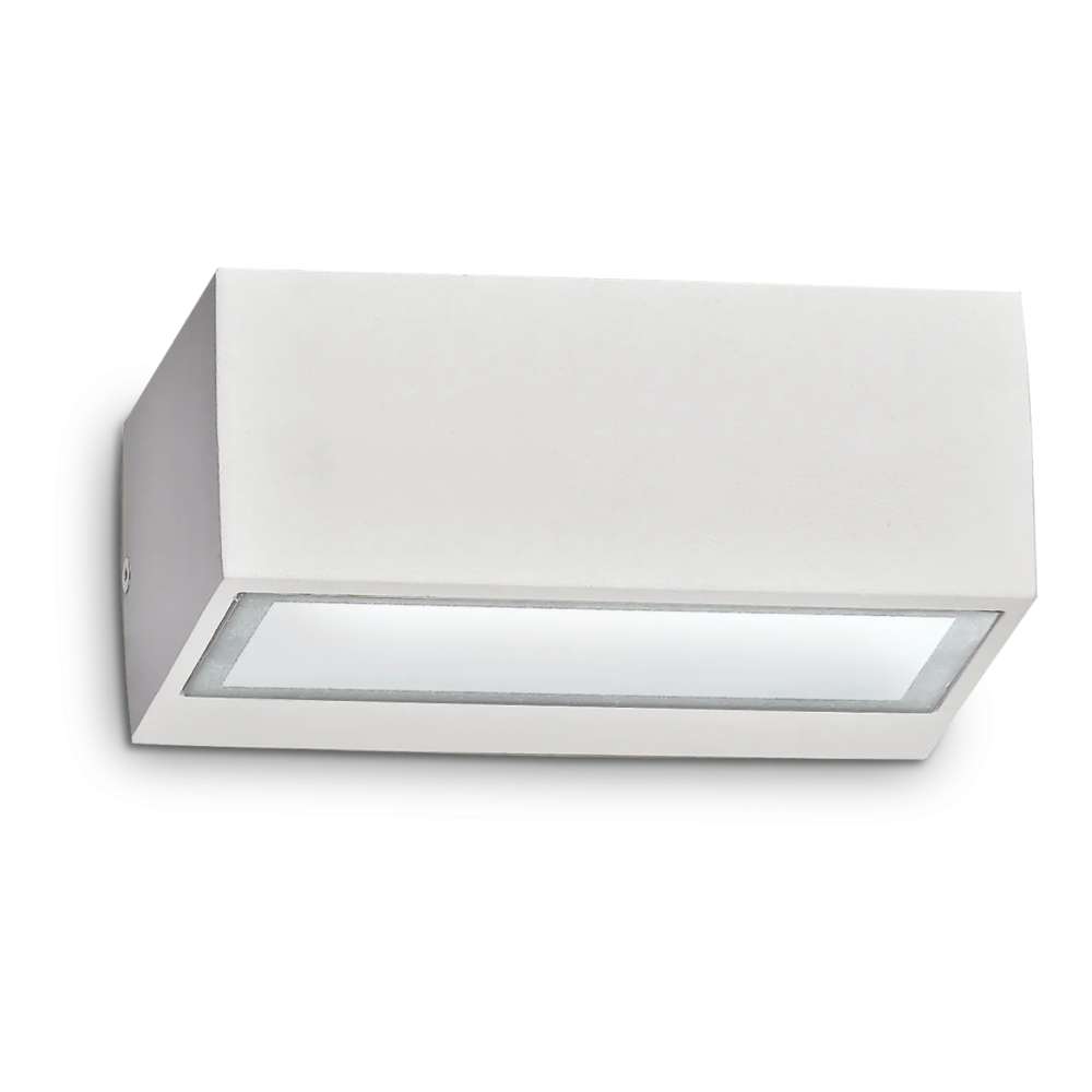 Ideal Lux Twin AP1 115351 - алуминиев фасаден аплик с бяло покритие и видим долен стъклен дифузер