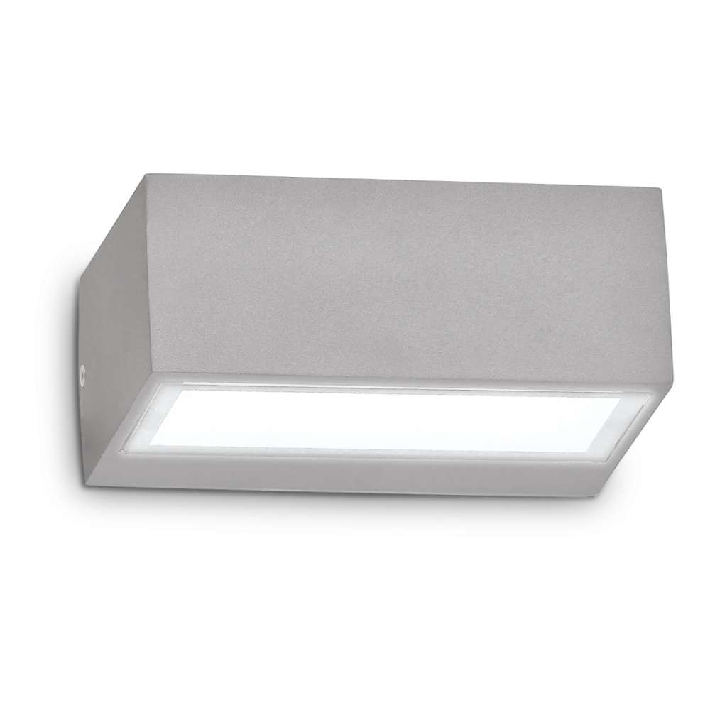 Ideal Lux Twin AP1 326979 - алуминиев фасаден аплик с сиво покритие и видим долен стъклен дифузер